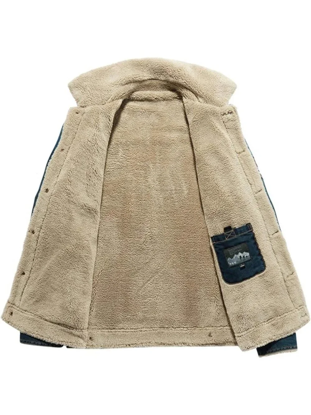 Cozy Sherpa Lined Denim Trucker Jacket for Men - Winter Jean Coat, Cowboy Style